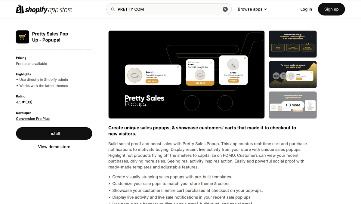 Pretty Sales Pop Up